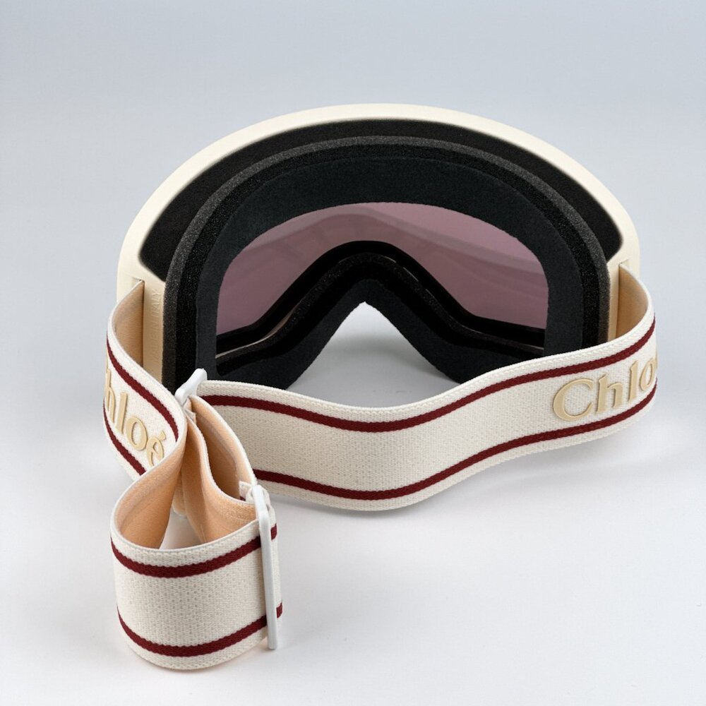 NEW Chloe CH0072S 001 White Beige Violet Mirror Zeiss Ski Mask Women Sunglasses - Picture 13 of 16